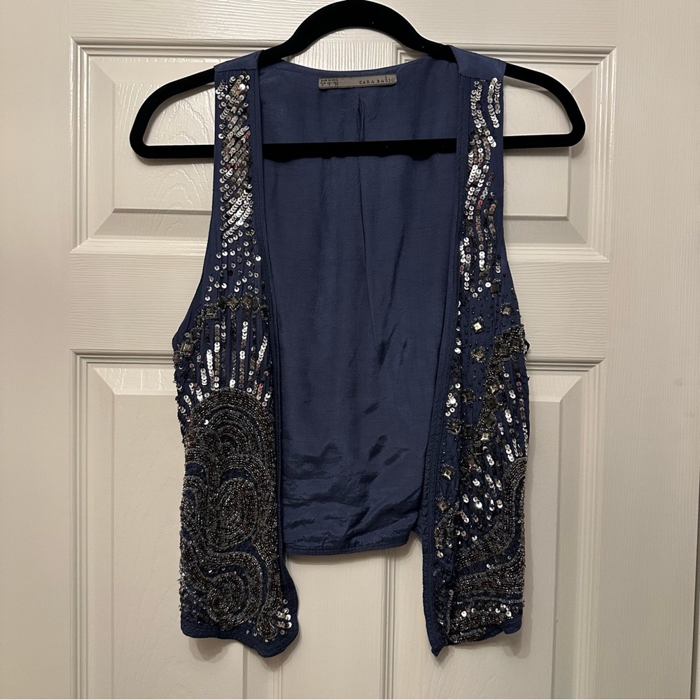 Zara Sequined & Jeweled Vest